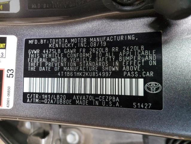 Photo 11 VIN: 4T1B61HK2KU854997 - TOYOTA CAMRY XSE 