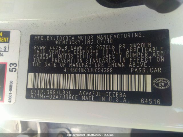 Photo 8 VIN: 4T1B61HK3JU654399 - TOYOTA CAMRY 