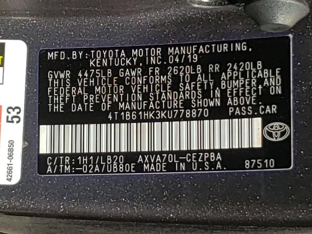 Photo 9 VIN: 4T1B61HK3KU778870 - TOYOTA CAMRY XSE 