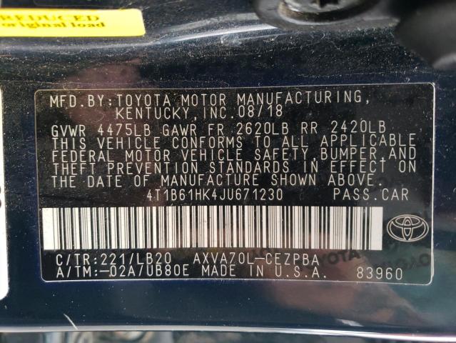 Photo 11 VIN: 4T1B61HK4JU671230 - TOYOTA CAMRY XSE 