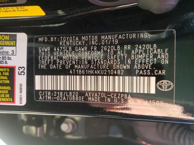 Photo 9 VIN: 4T1B61HK4KU210482 - TOYOTA CAMRY XSE 