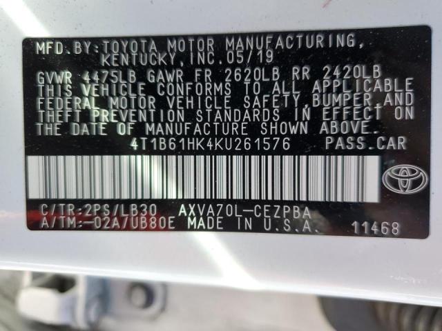 Photo 9 VIN: 4T1B61HK4KU261576 - TOYOTA CAMRY XSE 