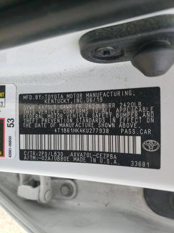 Photo 11 VIN: 4T1B61HK4KU277938 - TOYOTA CAMRY XSE 