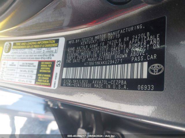 Photo 8 VIN: 4T1B61HK4KU294271 - TOYOTA CAMRY 