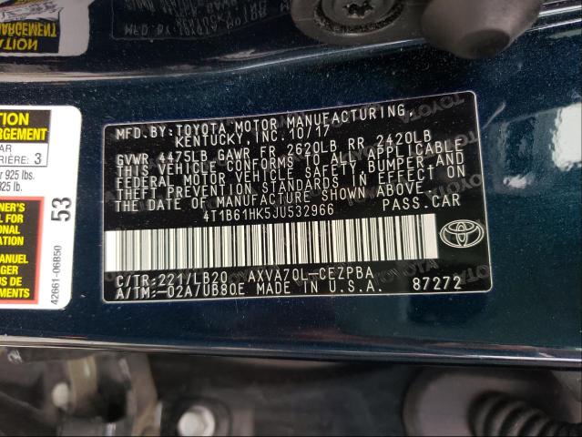 Photo 9 VIN: 4T1B61HK5JU532966 - TOYOTA CAMRY 