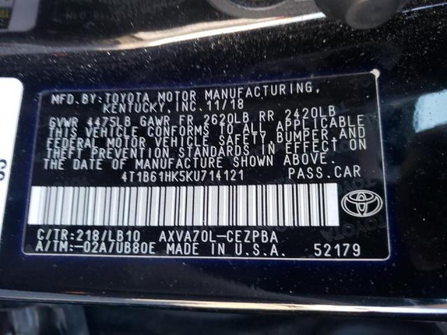 Photo 12 VIN: 4T1B61HK5KU714121 - TOYOTA CAMRY XSE 