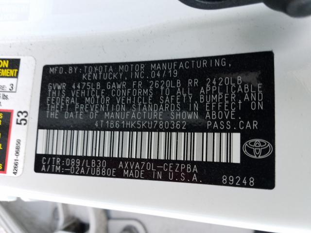 Photo 9 VIN: 4T1B61HK5KU780362 - TOYOTA CAMRY XSE 