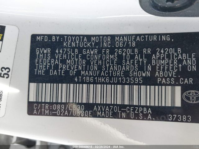 Photo 8 VIN: 4T1B61HK6JU133595 - TOYOTA CAMRY 