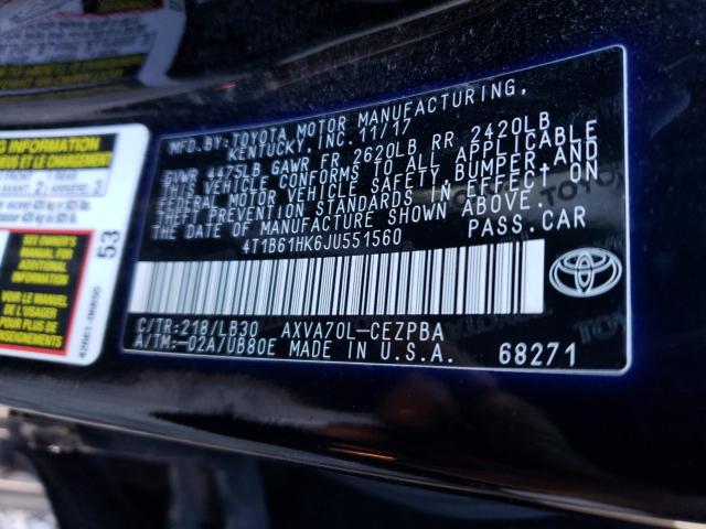 Photo 9 VIN: 4T1B61HK6JU551560 - TOYOTA CAMRY XSE 