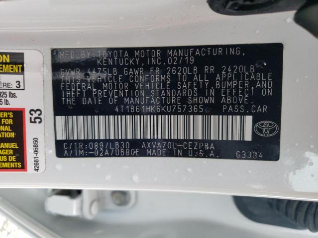 Photo 12 VIN: 4T1B61HK6KU757365 - TOYOTA CAMRY 