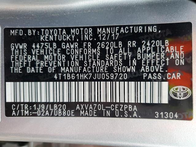 Photo 11 VIN: 4T1B61HK7JU059720 - TOYOTA CAMRY 