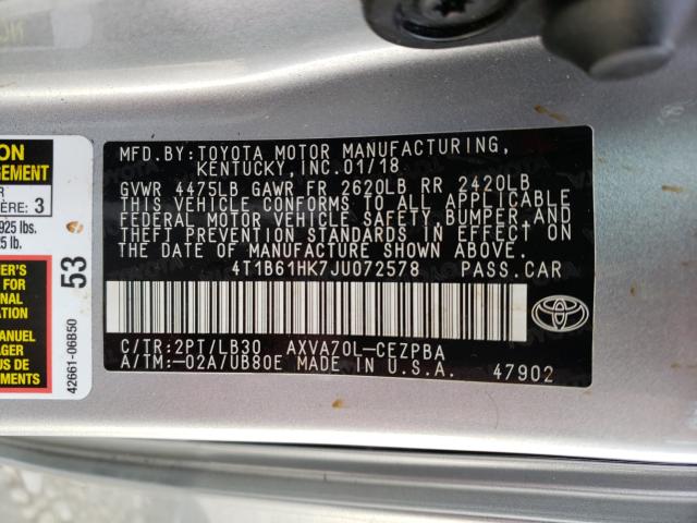 Photo 9 VIN: 4T1B61HK7JU072578 - TOYOTA CAMRY XSE 