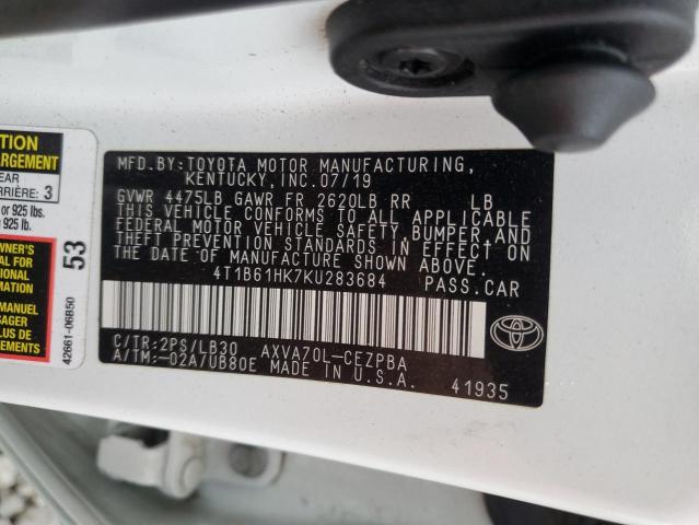 Photo 11 VIN: 4T1B61HK7KU283684 - TOYOTA CAMRY XSE 