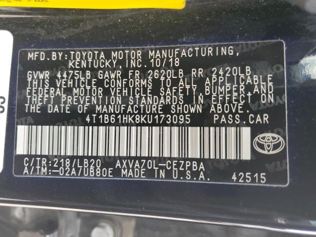 Photo 11 VIN: 4T1B61HK8KU173095 - TOYOTA CAMRY 