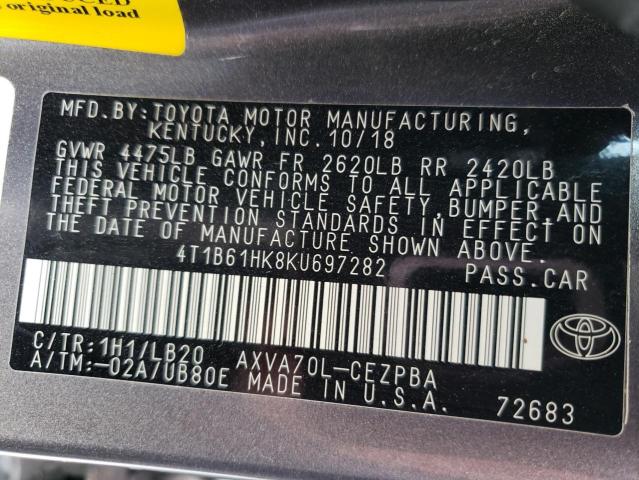 Photo 12 VIN: 4T1B61HK8KU697282 - TOYOTA CAMRY 