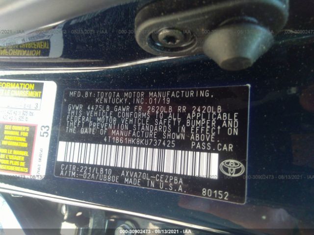 Photo 8 VIN: 4T1B61HK8KU737425 - TOYOTA CAMRY 