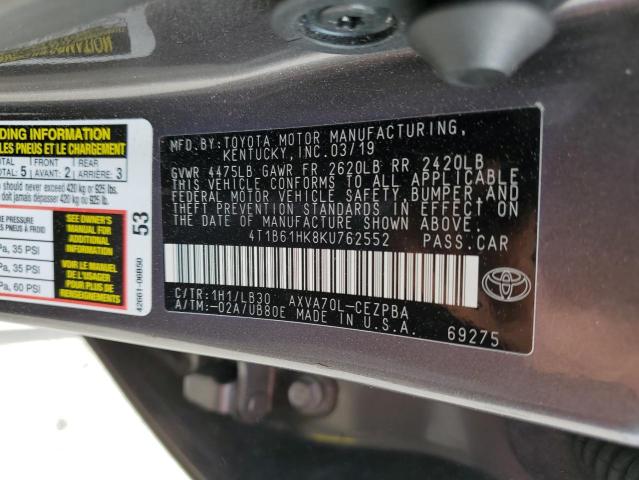 Photo 11 VIN: 4T1B61HK8KU762552 - TOYOTA CAMRY 