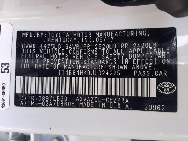 Photo 9 VIN: 4T1B61HK9JU024225 - TOYOTA CAMRY XSE 