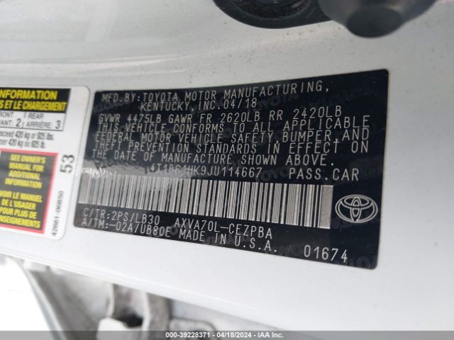 Photo 8 VIN: 4T1B61HK9JU114667 - TOYOTA CAMRY 