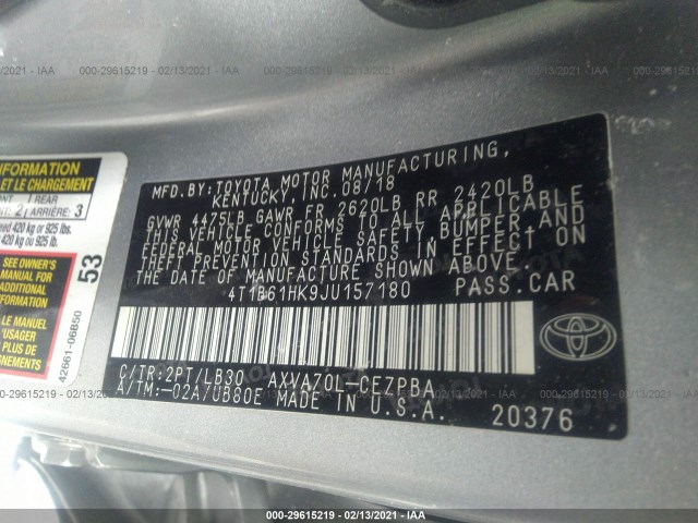 Photo 8 VIN: 4T1B61HK9JU157180 - TOYOTA CAMRY 