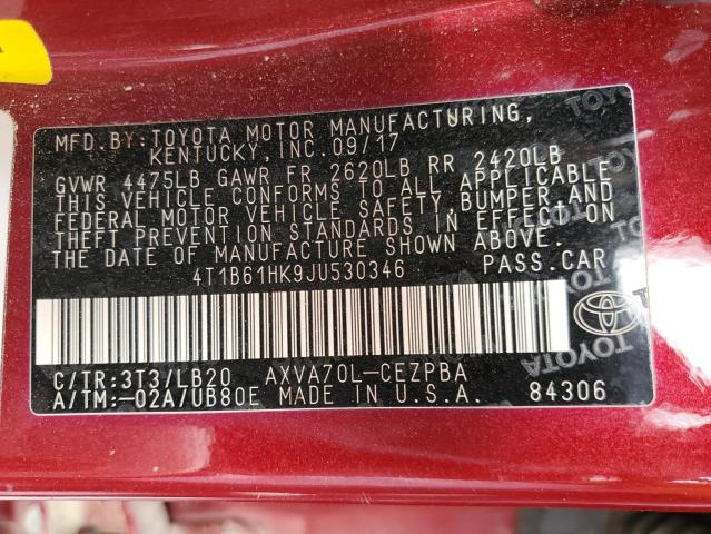 Photo 11 VIN: 4T1B61HK9JU530346 - TOYOTA CAMRY XSE 