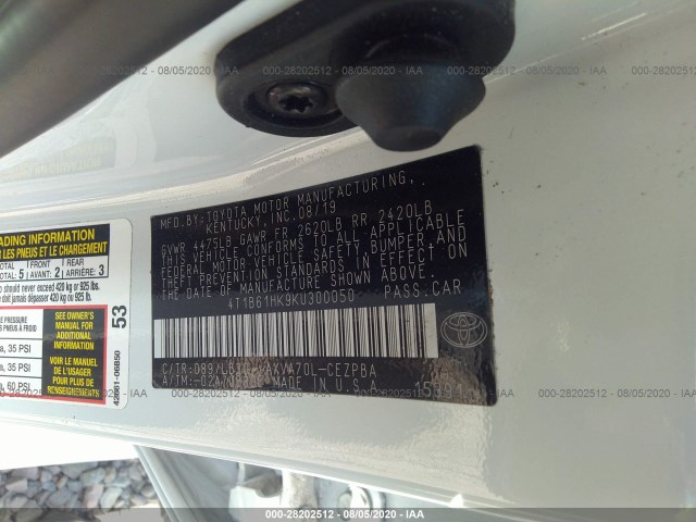 Photo 8 VIN: 4T1B61HK9KU300050 - TOYOTA CAMRY 