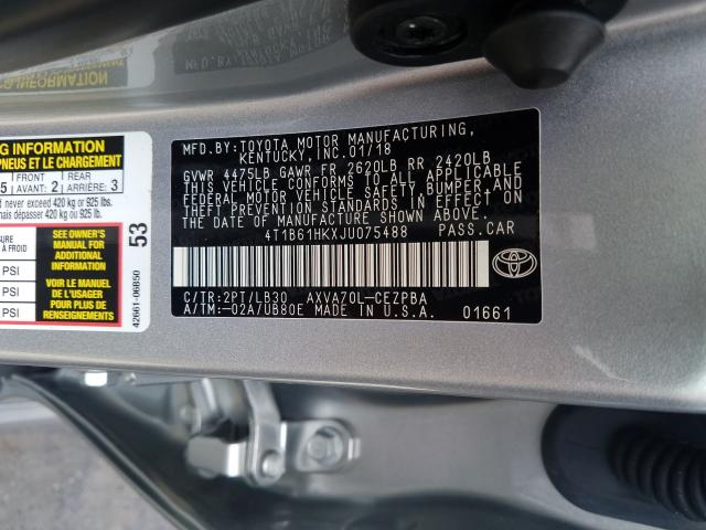 Photo 9 VIN: 4T1B61HKXJU075488 - TOYOTA CAMRY XSE 