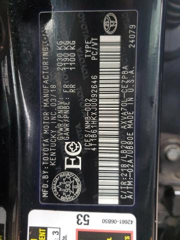 Photo 12 VIN: 4T1B61HKXJU092646 - TOYOTA CAMRY XSE 