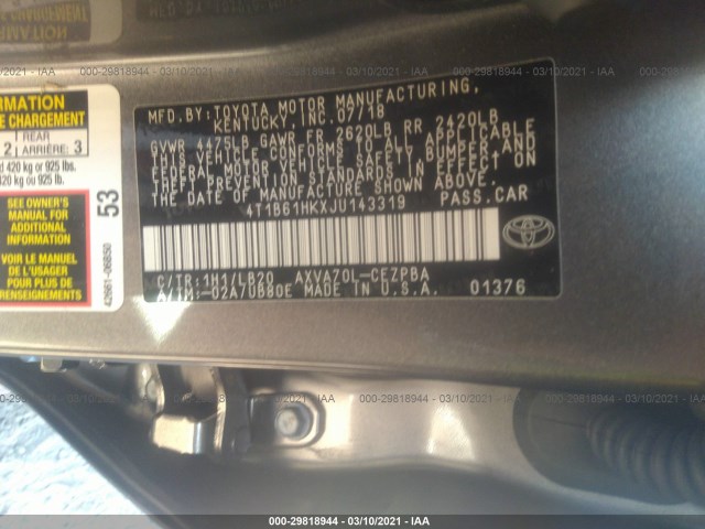 Photo 8 VIN: 4T1B61HKXJU143319 - TOYOTA CAMRY 