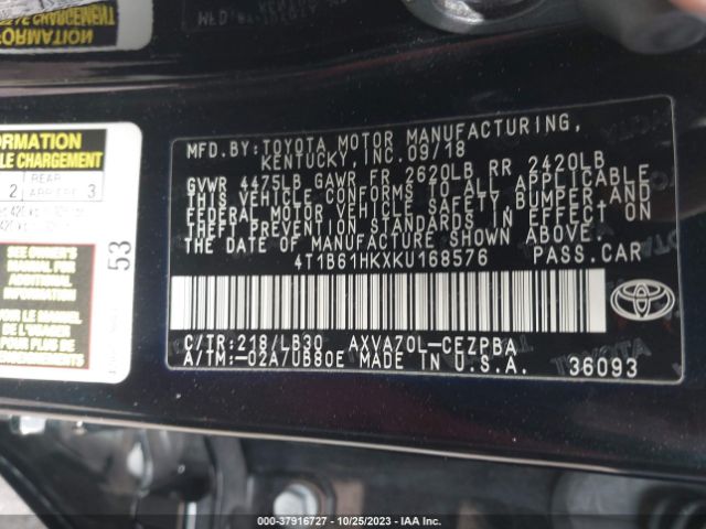 Photo 8 VIN: 4T1B61HKXKU168576 - TOYOTA CAMRY 