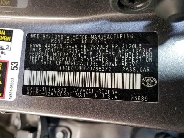 Photo 9 VIN: 4T1B61HKXKU768272 - TOYOTA CAMRY XSE 