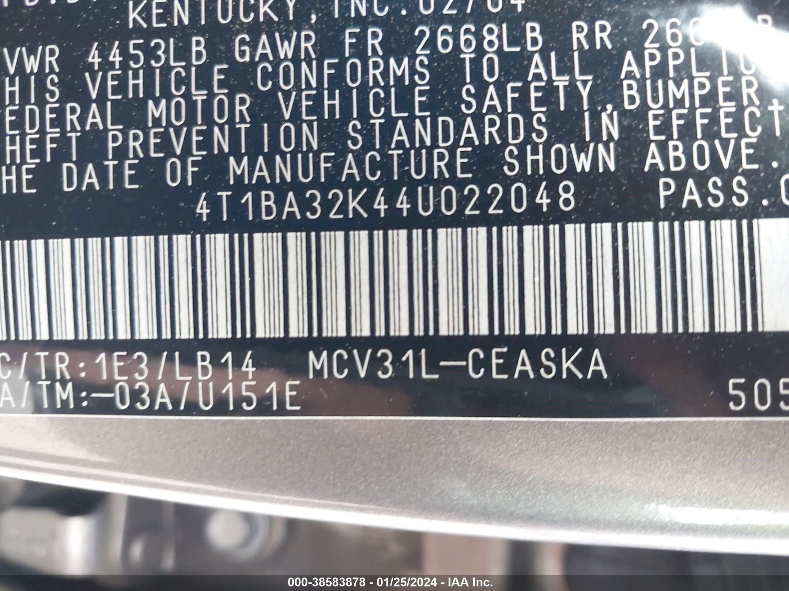 Photo 8 VIN: 4T1BA32K44U022048 - TOYOTA CAMRY 