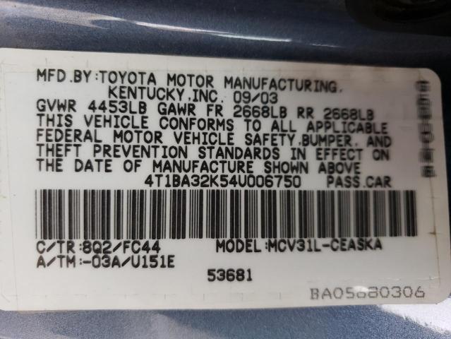 Photo 12 VIN: 4T1BA32K54U006750 - TOYOTA CAMRY SE 