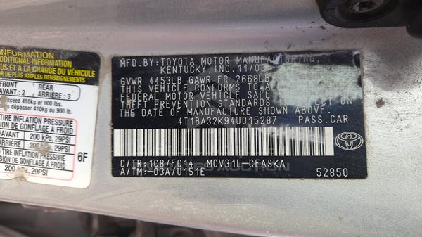 Photo 2 VIN: 4T1BA32K94U015287 - TOYOTA CAMRY 