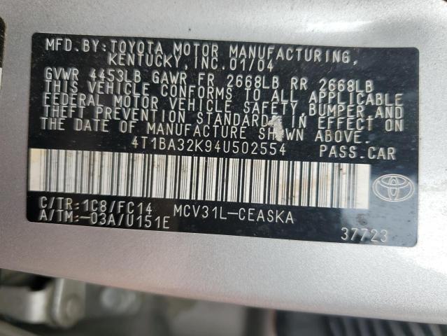 Photo 11 VIN: 4T1BA32K94U502554 - TOYOTA CAMRY SE 