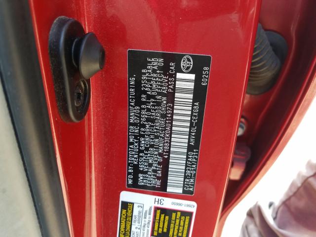 Photo 9 VIN: 4T1BB3EK0AU114973 - TOYOTA CAMRY HYBR 