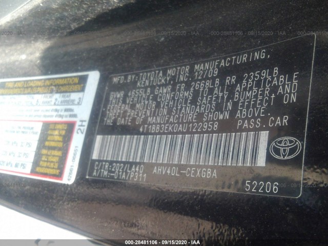 Photo 8 VIN: 4T1BB3EK0AU122958 - TOYOTA CAMRY HYBRID 