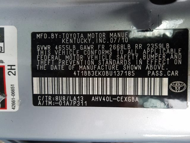 Photo 9 VIN: 4T1BB3EK0BU137185 - TOYOTA CAMRY HYBR 