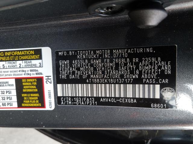 Photo 9 VIN: 4T1BB3EK1BU137177 - TOYOTA CAMRY HYBR 