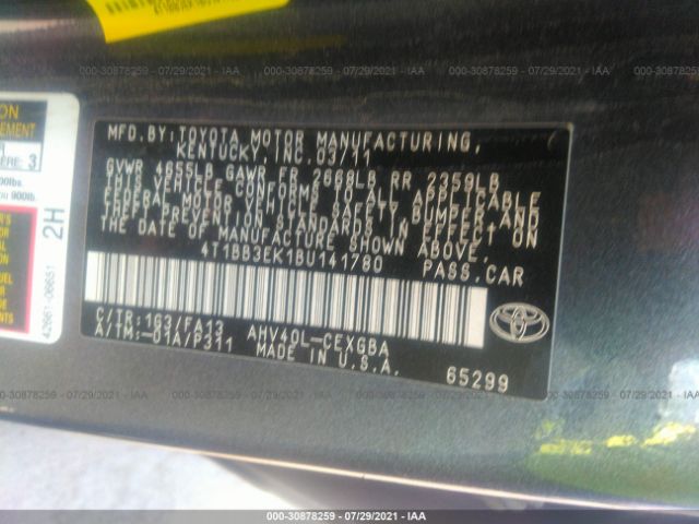 Photo 8 VIN: 4T1BB3EK1BU141780 - TOYOTA CAMRY HYBRID 