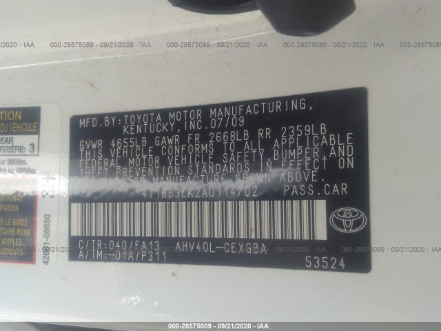 Photo 8 VIN: 4T1BB3EK2AU114702 - TOYOTA CAMRY HYBRID 