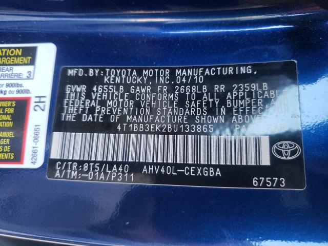 Photo 9 VIN: 4T1BB3EK2BU133865 - TOYOTA CAMRY HYBR 