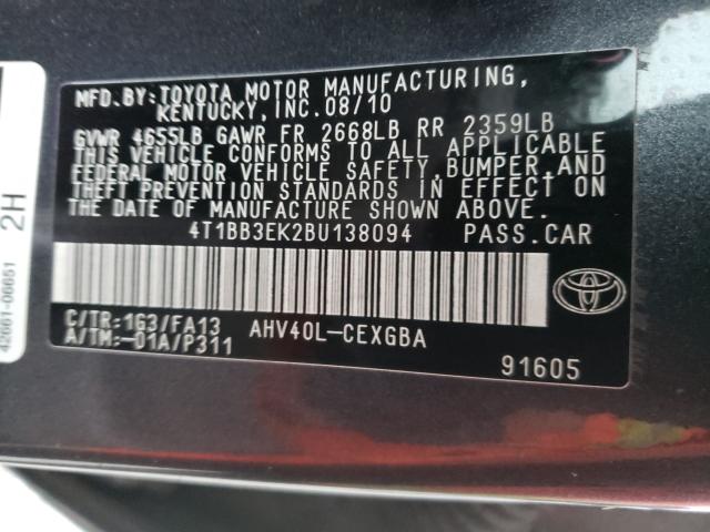 Photo 9 VIN: 4T1BB3EK2BU138094 - TOYOTA CAMRY HYBR 