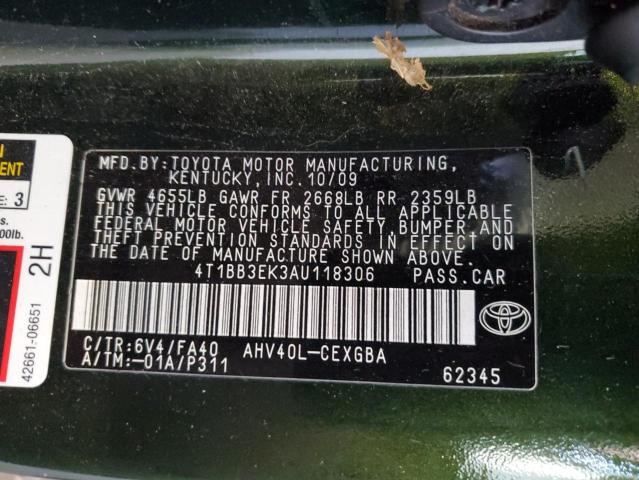 Photo 11 VIN: 4T1BB3EK3AU118306 - TOYOTA CAMRY 