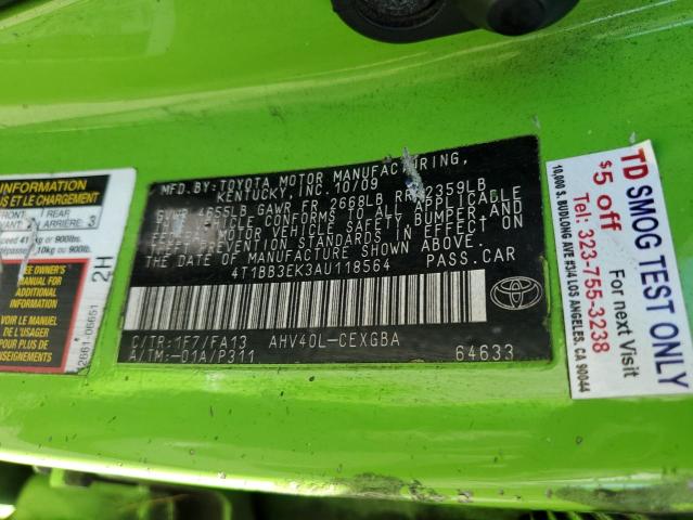 Photo 11 VIN: 4T1BB3EK3AU118564 - TOYOTA CAMRY HYBR 