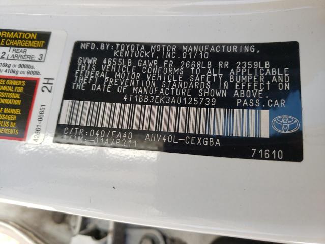 Photo 9 VIN: 4T1BB3EK3AU125739 - TOYOTA CAMRY HYBR 