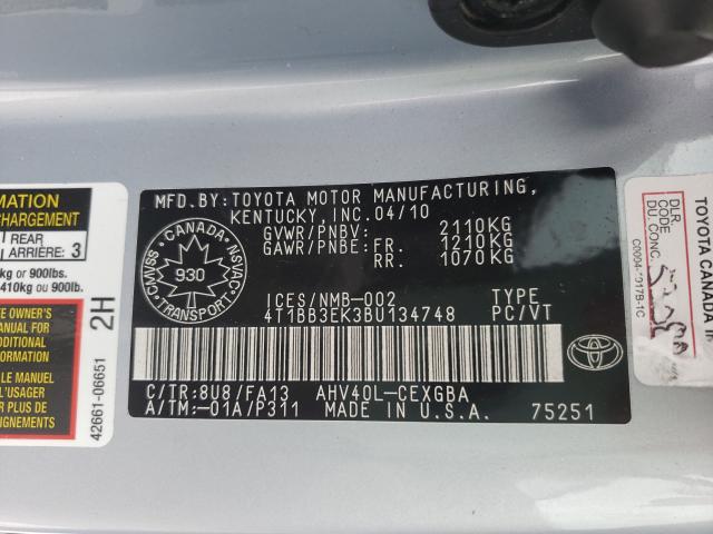 Photo 9 VIN: 4T1BB3EK3BU134748 - TOYOTA CAMRY HYBR 