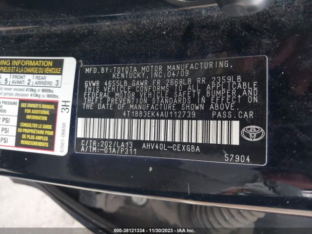 Photo 8 VIN: 4T1BB3EK4AU112739 - TOYOTA CAMRY HYBRID 