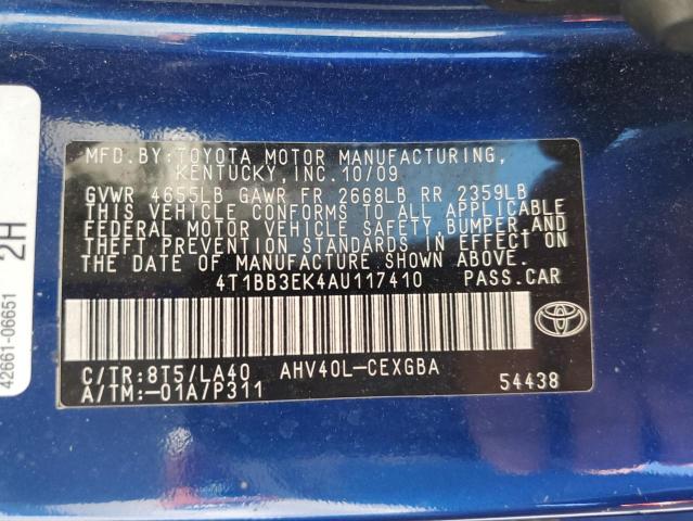 Photo 11 VIN: 4T1BB3EK4AU117410 - TOYOTA CAMRY HYBR 