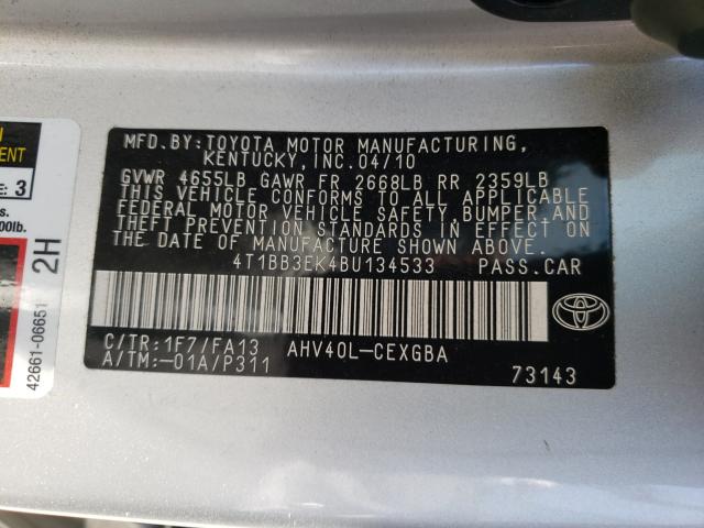 Photo 9 VIN: 4T1BB3EK4BU134533 - TOYOTA CAMRY HYBR 